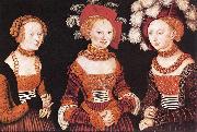 CRANACH, Lucas the Elder Saxon Princesses Sibylla, Emilia and Sidonia dfg oil